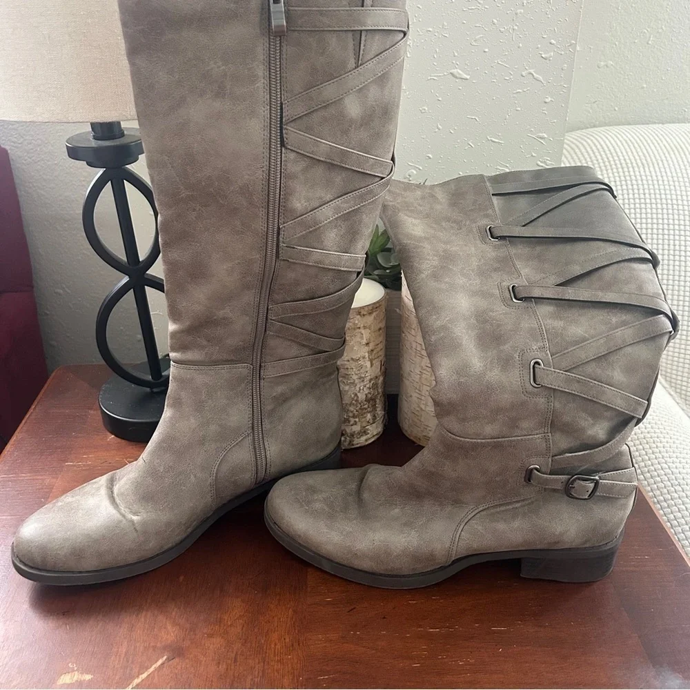 Journee Collection Gray Knee-High Women's Riding Boots Fall Casual 10